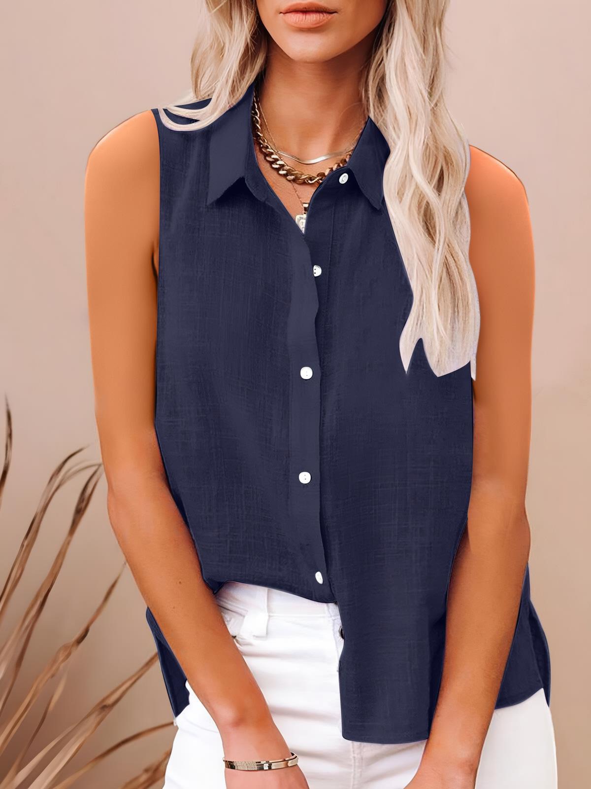 Women's Buttoned Sleeveless Blouse