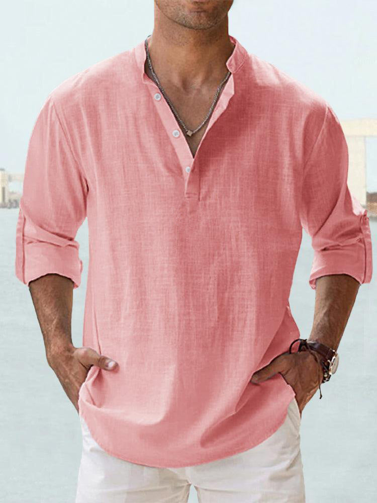 Men's Long Sleeve T Shirt with Stand-up Collar