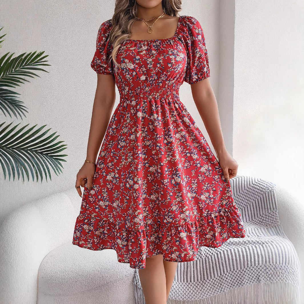 Women's Floral Print Ruffled Dress