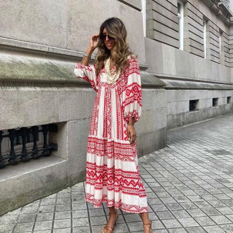 Women's Bohemian V-Neck Summer Dress