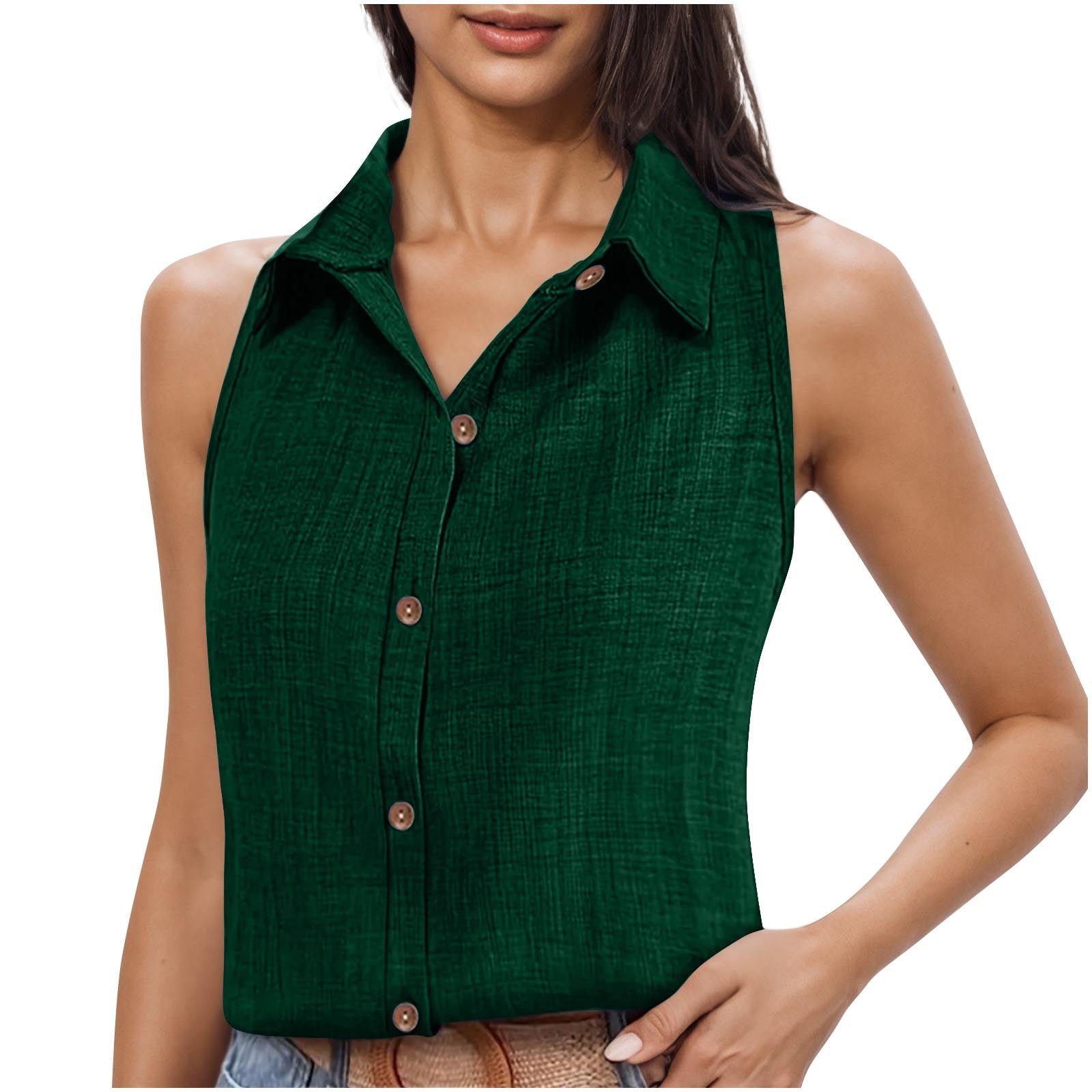 Women's Button Sleeveless Shirt