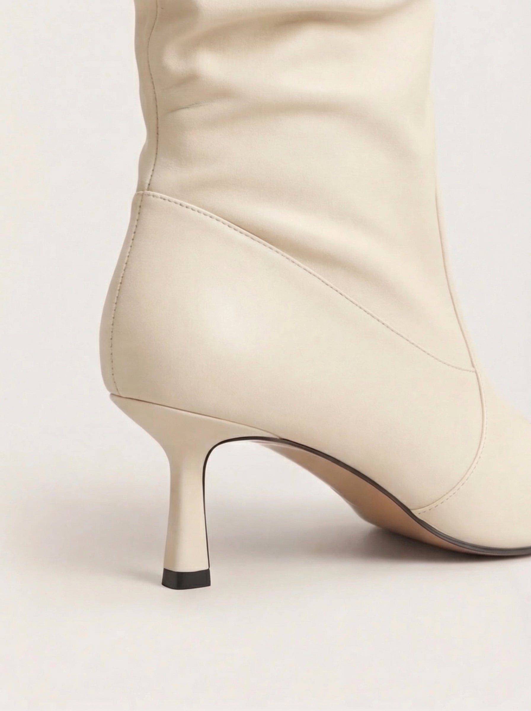 Women's High Heel Boots – Mid-Calf Elegant Style with Soft Wrinkled Shaft