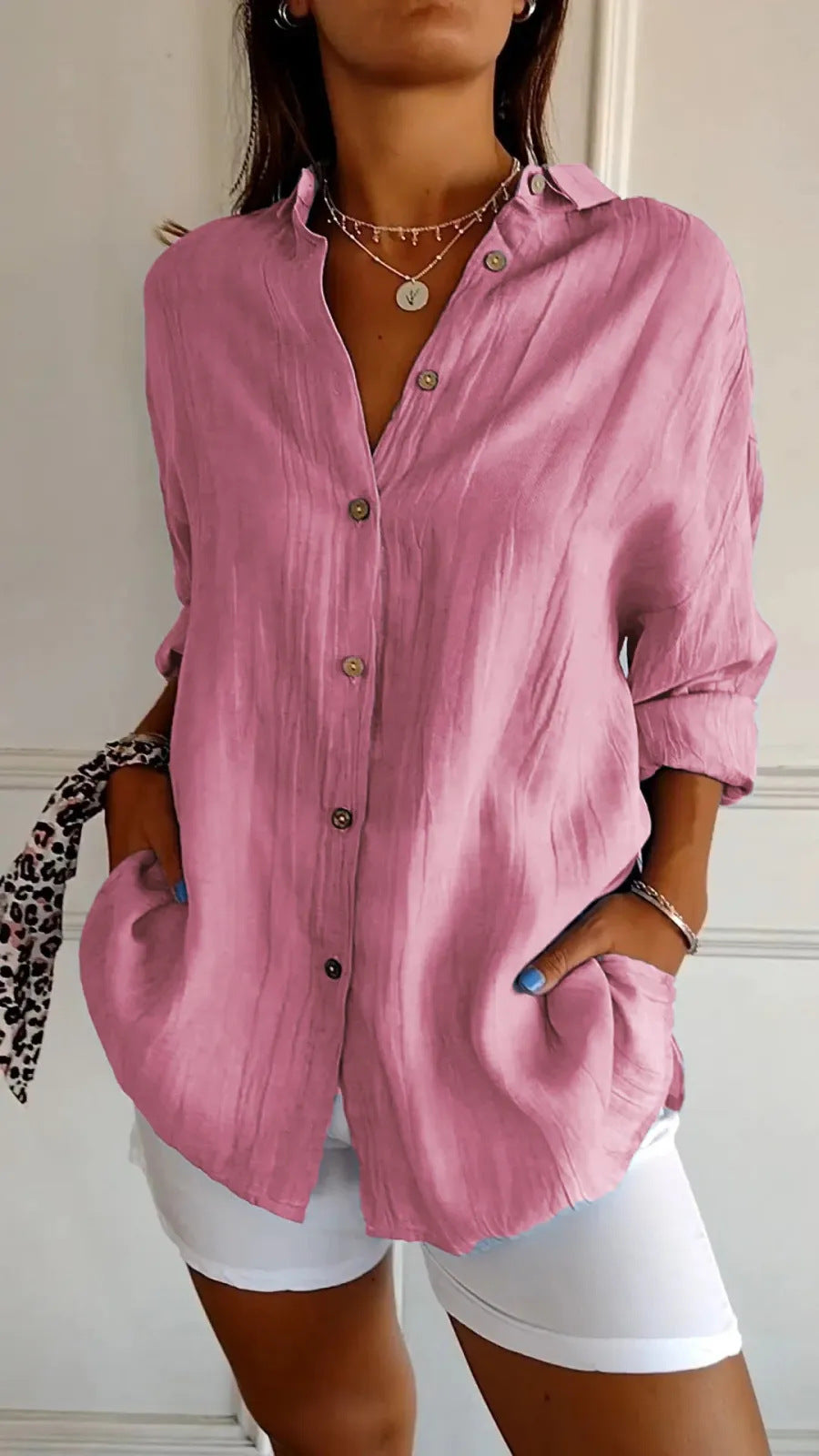 Women's Pleated Long Sleeve Shirt