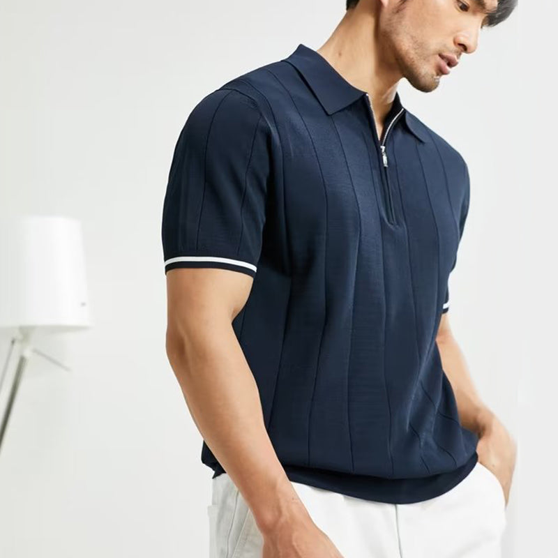 Men's Casual Polo Shirt with Zipper
