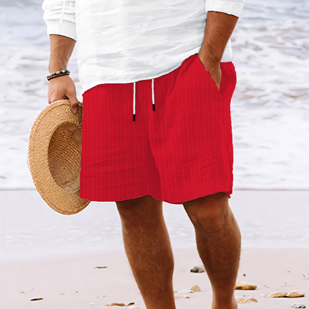 Men's Casual Drawstring Shorts with Stylish Stripe Print
