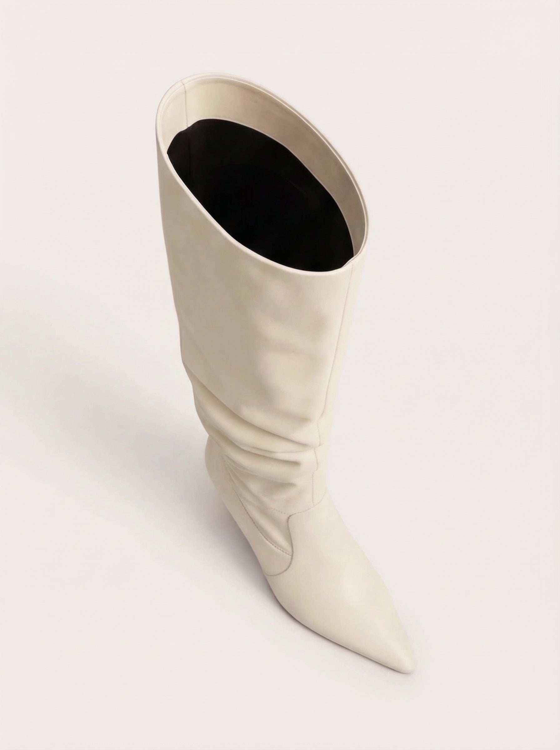Women's High Heel Boots – Mid-Calf Elegant Style with Soft Wrinkled Shaft
