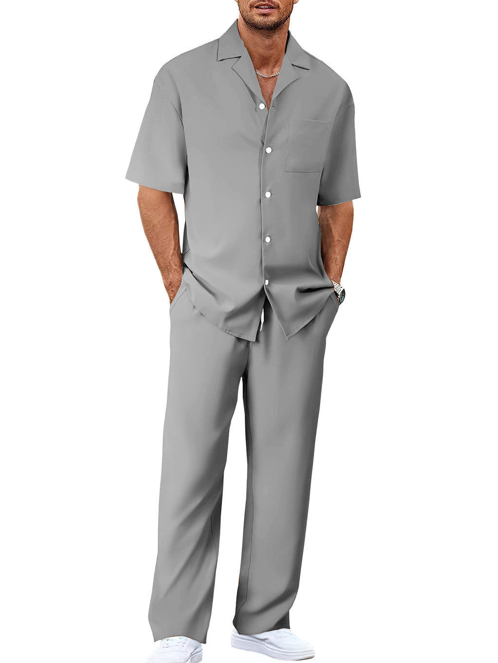 Men's Short Sleeve Shirt and Trousers Set