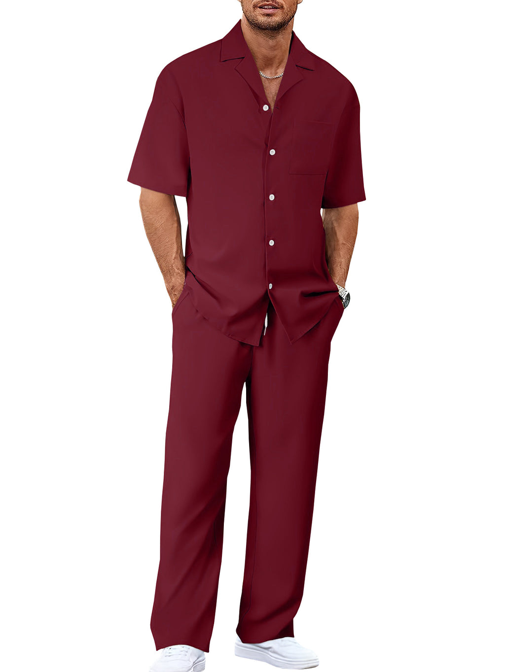 Men's Short Sleeve Shirt and Trousers Set