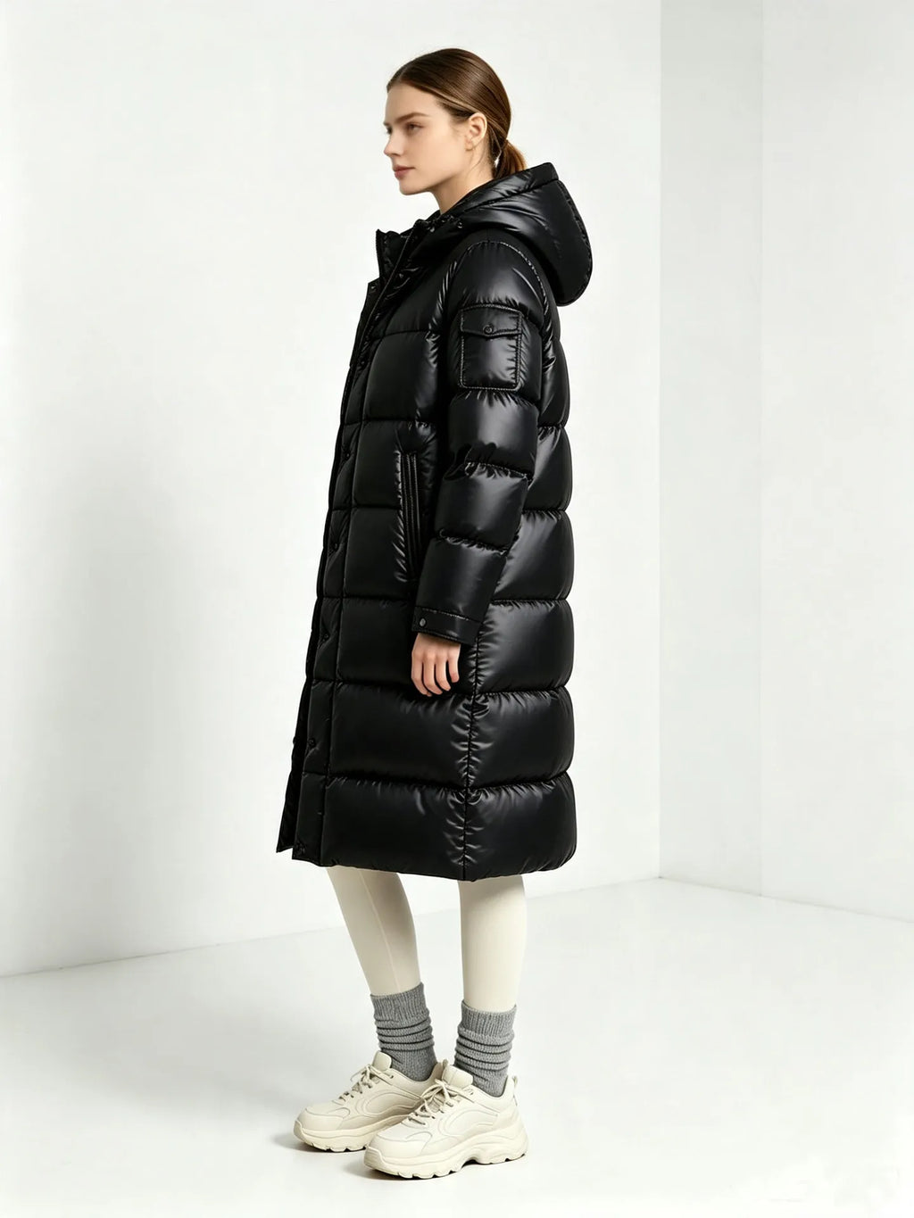 Damen-Winterparka mit Kapuze und Steppung