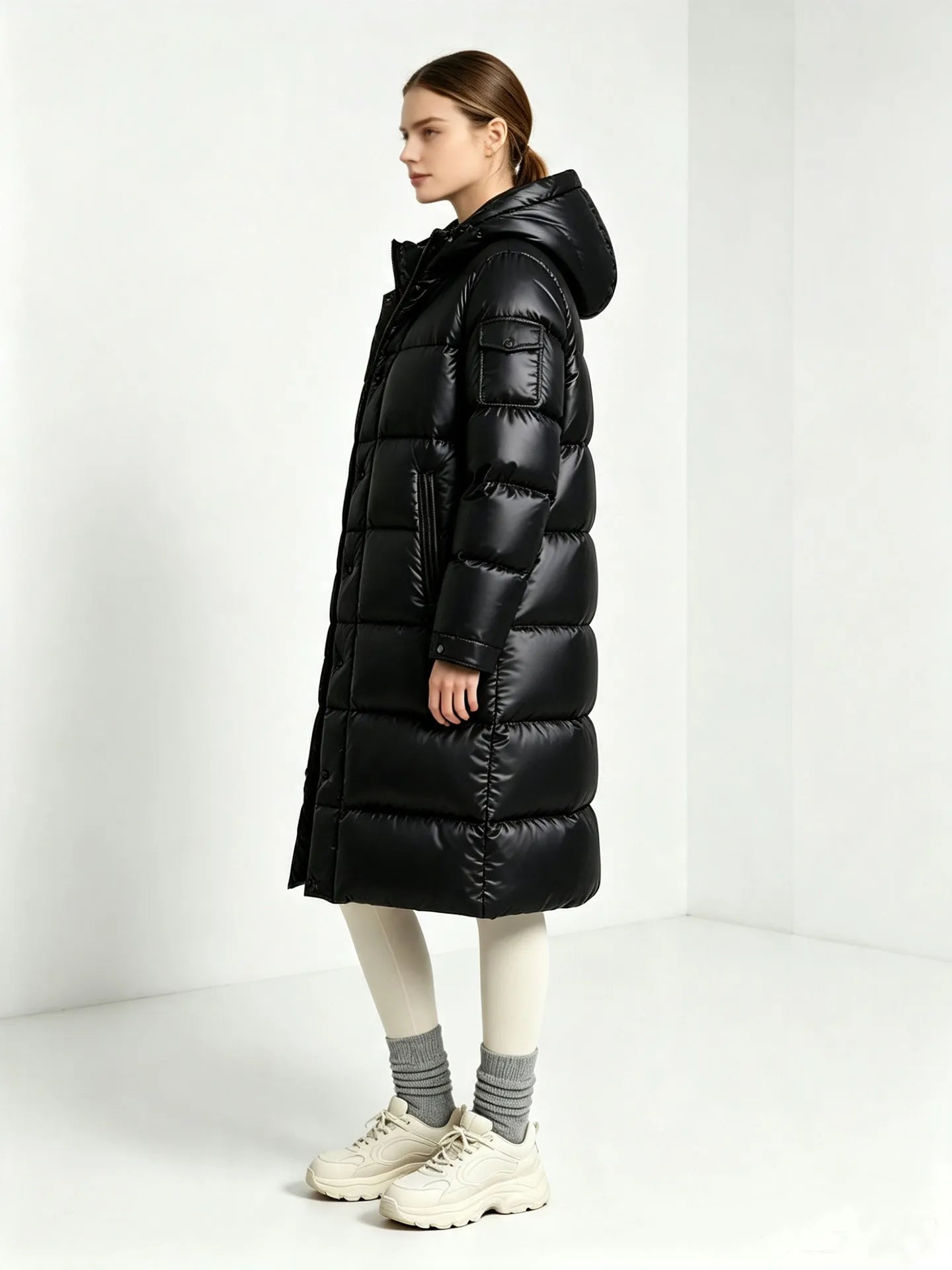 Damen-Winterparka mit Kapuze und Steppung
