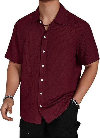 Men's Casual Short Sleeve Button-Up Shirt