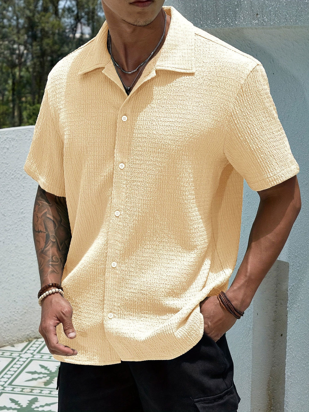 Men's Casual Short Sleeve Button-Up Shirt
