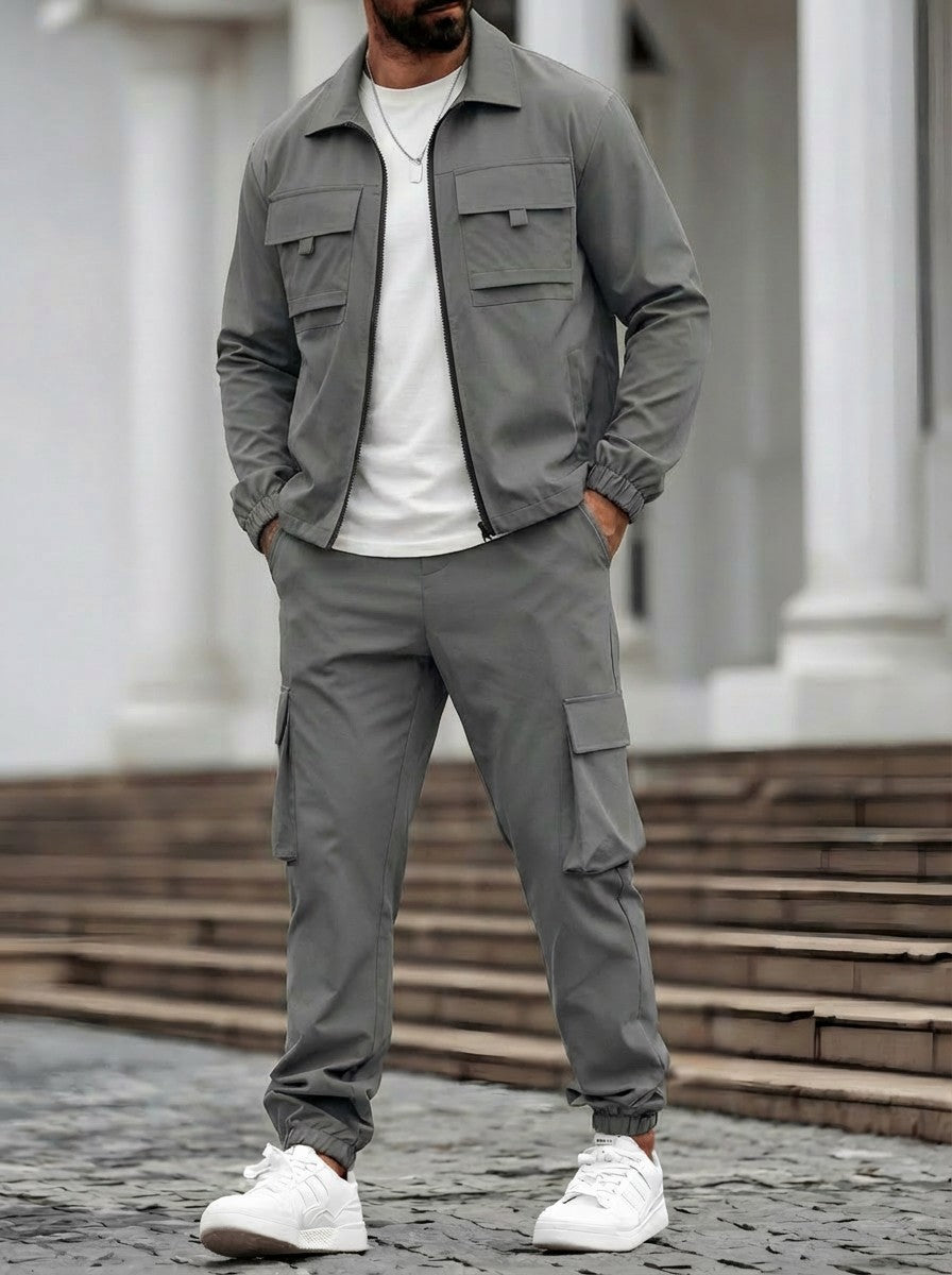 Mens Tactical Cargo Set with Jacket and Pants