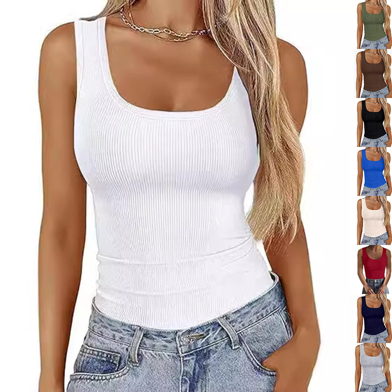 Women's Slim-fit Square-neck Sleeveless Top