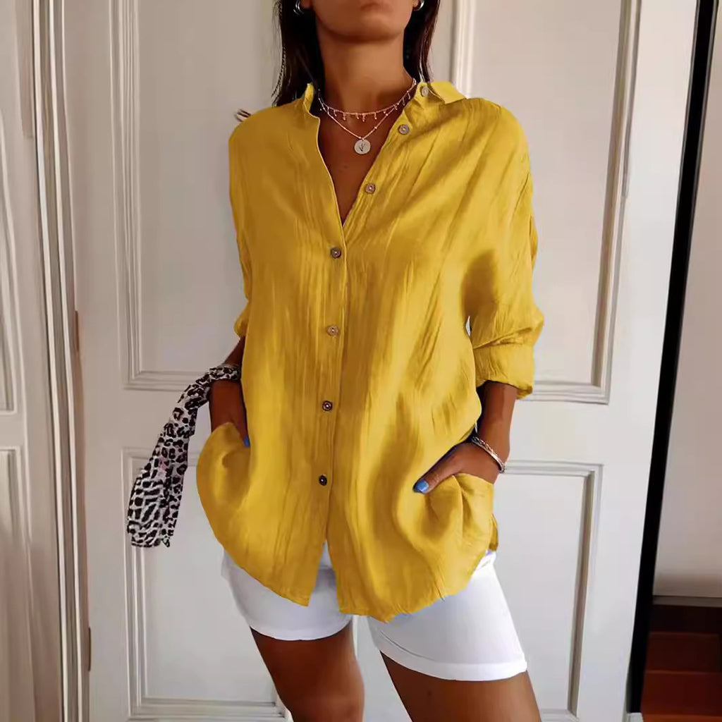Women's Pleated Long Sleeve Shirt