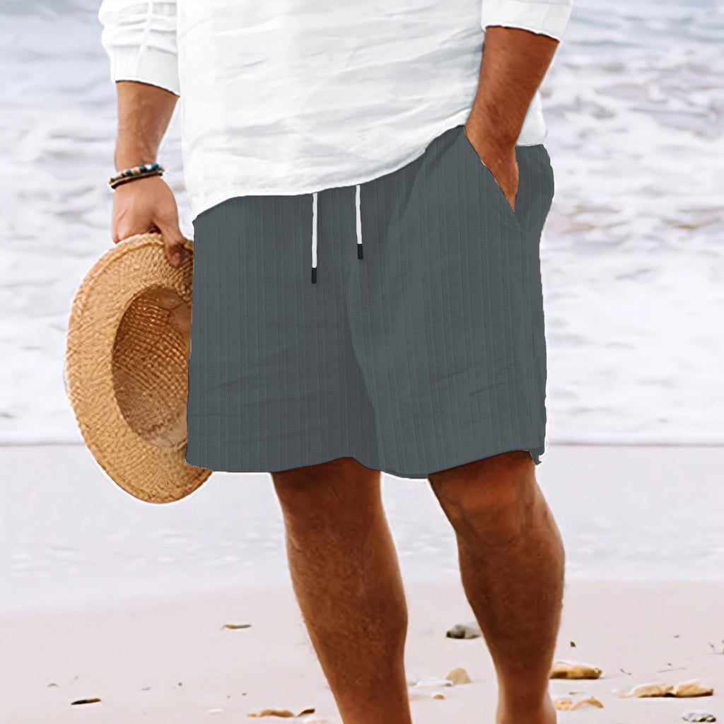 Men's Casual Drawstring Shorts with Stylish Stripe Print