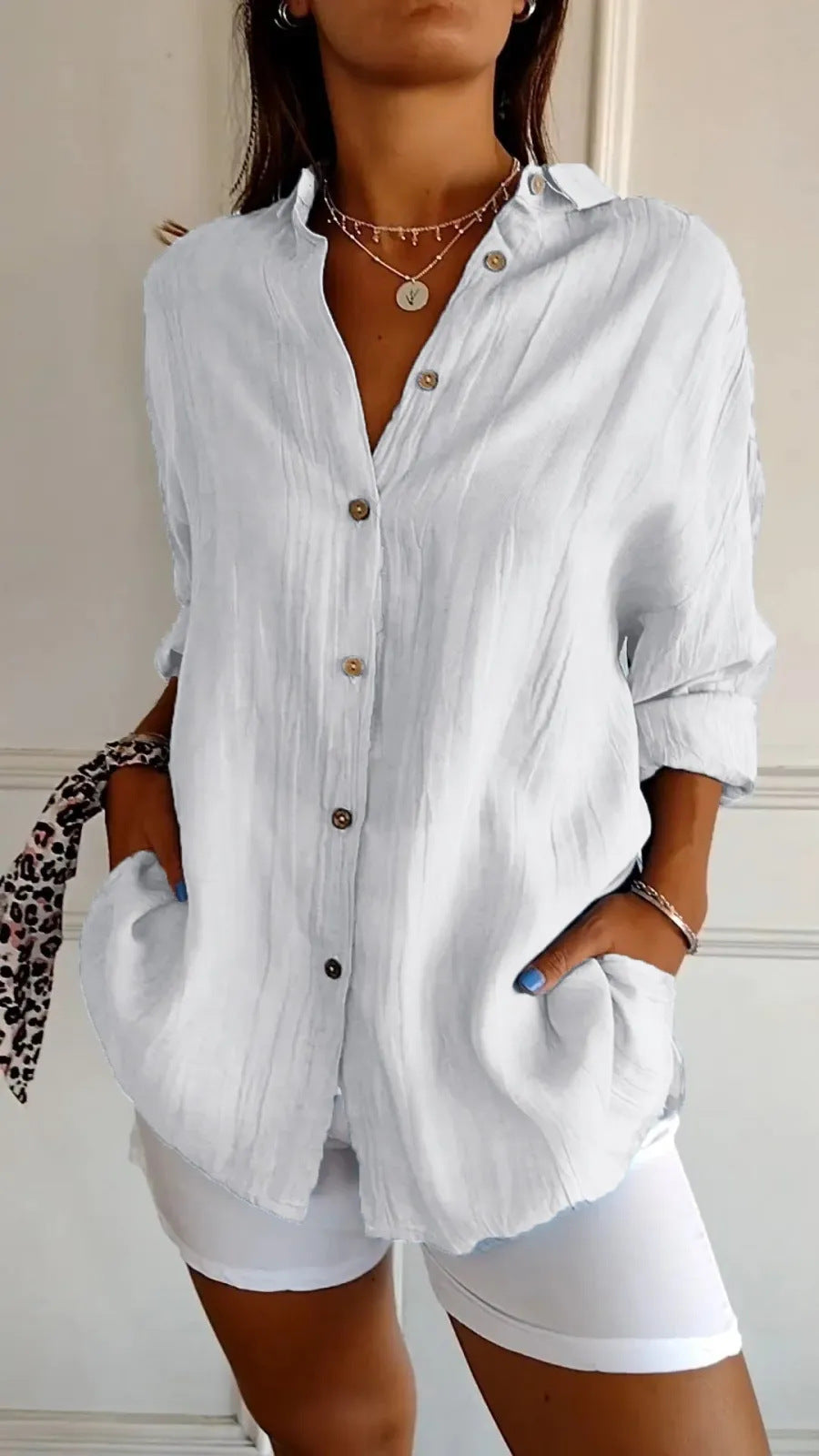 Women's Pleated Long Sleeve Shirt