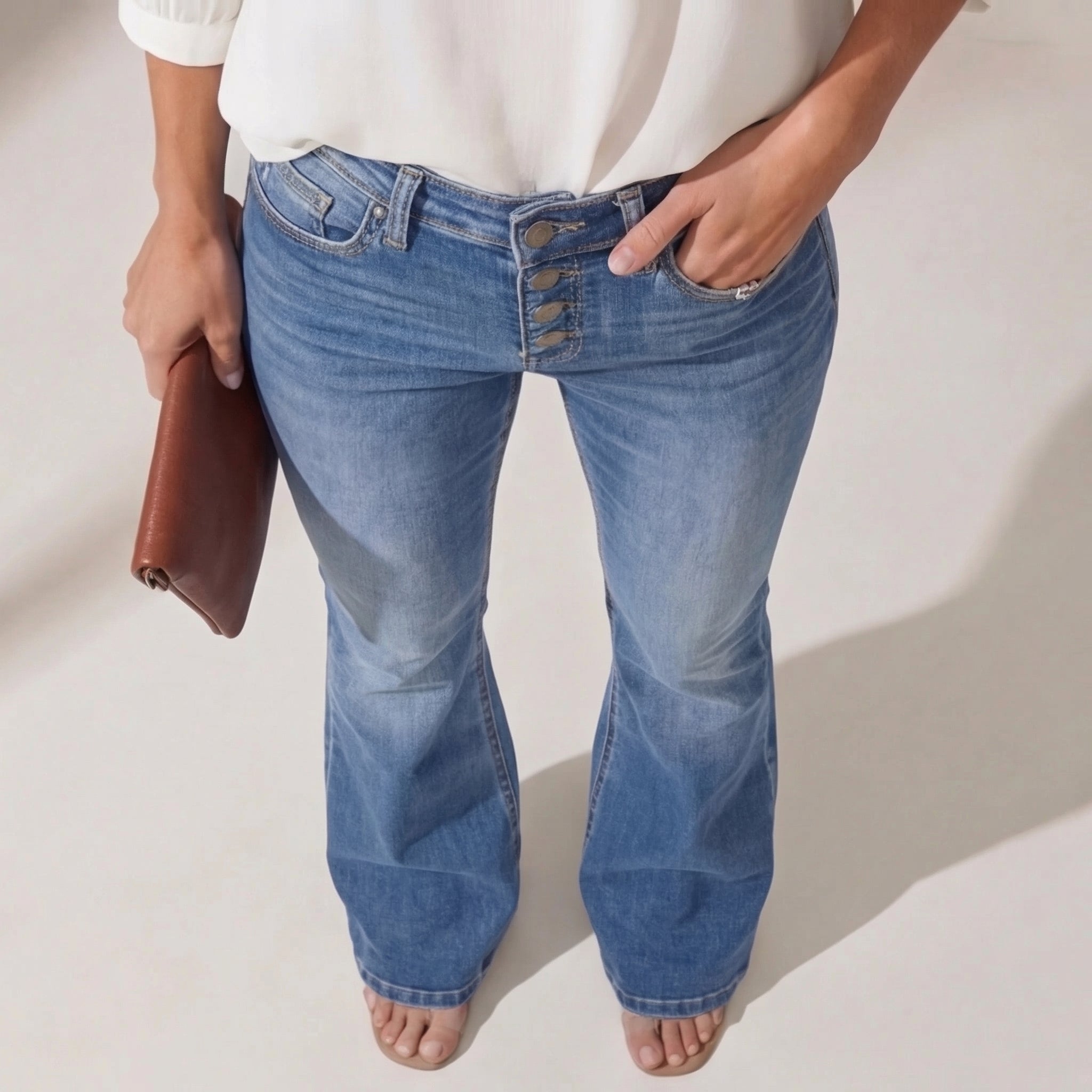 Women Denim Flare Pants High Waist