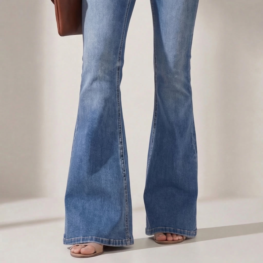 Women Denim Flare Pants High Waist