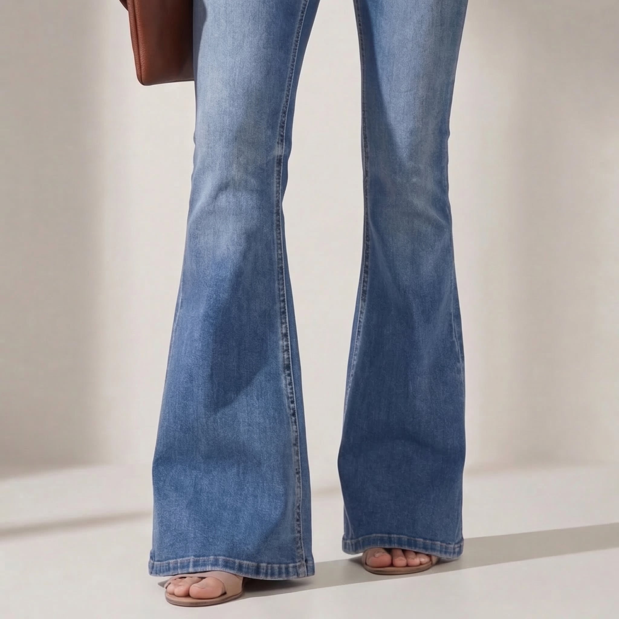 Women Denim Flare Pants High Waist