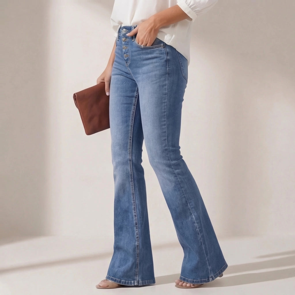 Women Denim Flare Pants High Waist