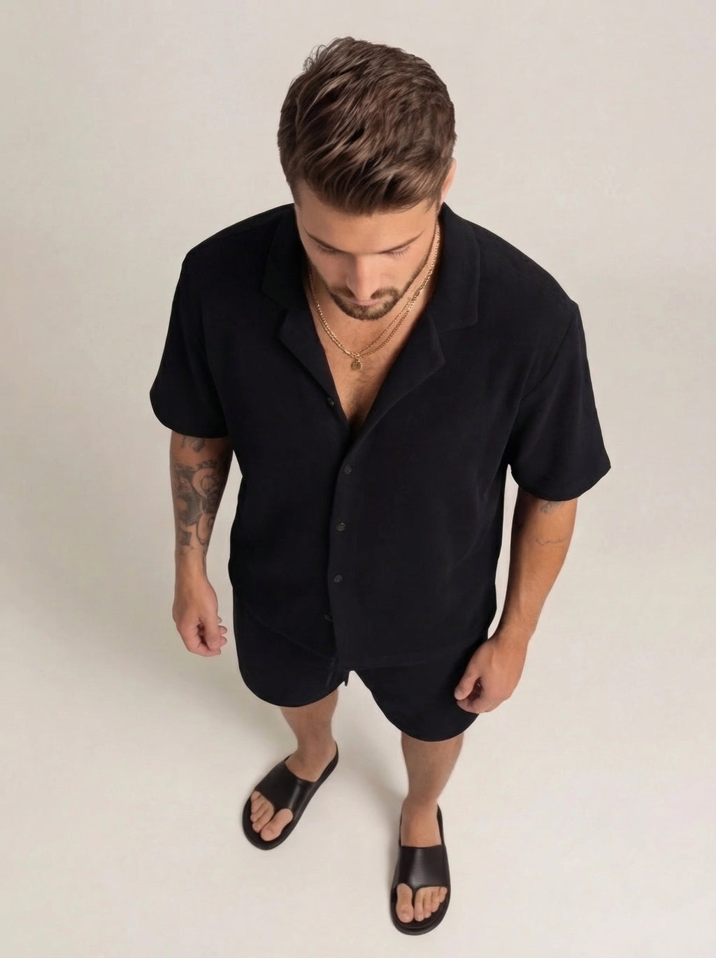 Men's Casual Two Piece Summer Set with Short Sleeve Shirt