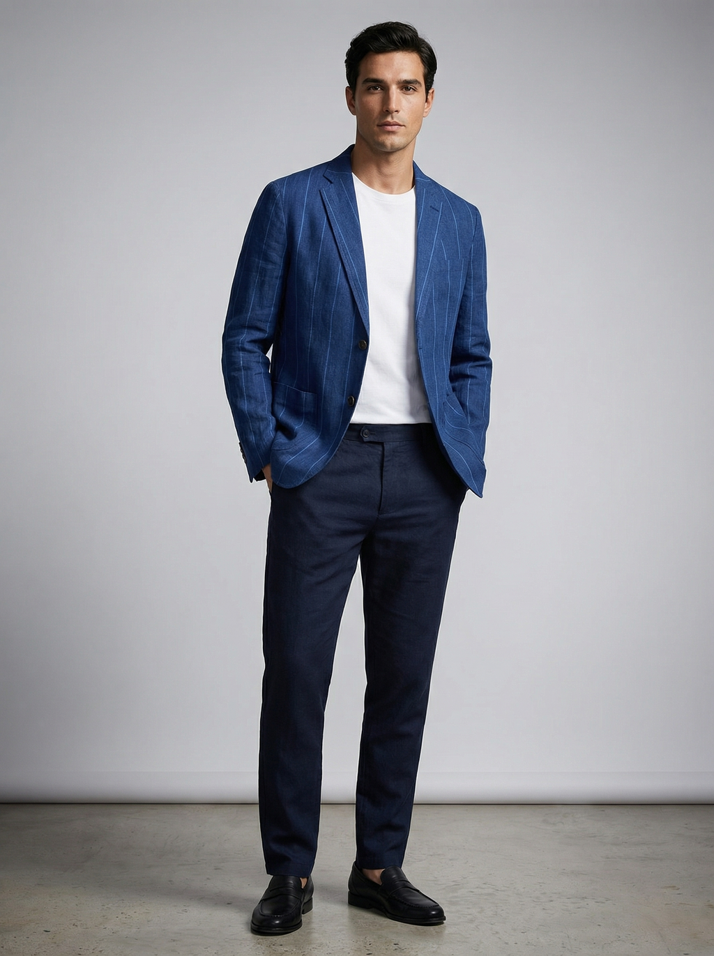 Men's Linen Stripe Blazer Jacket for Casual or Formal Wear