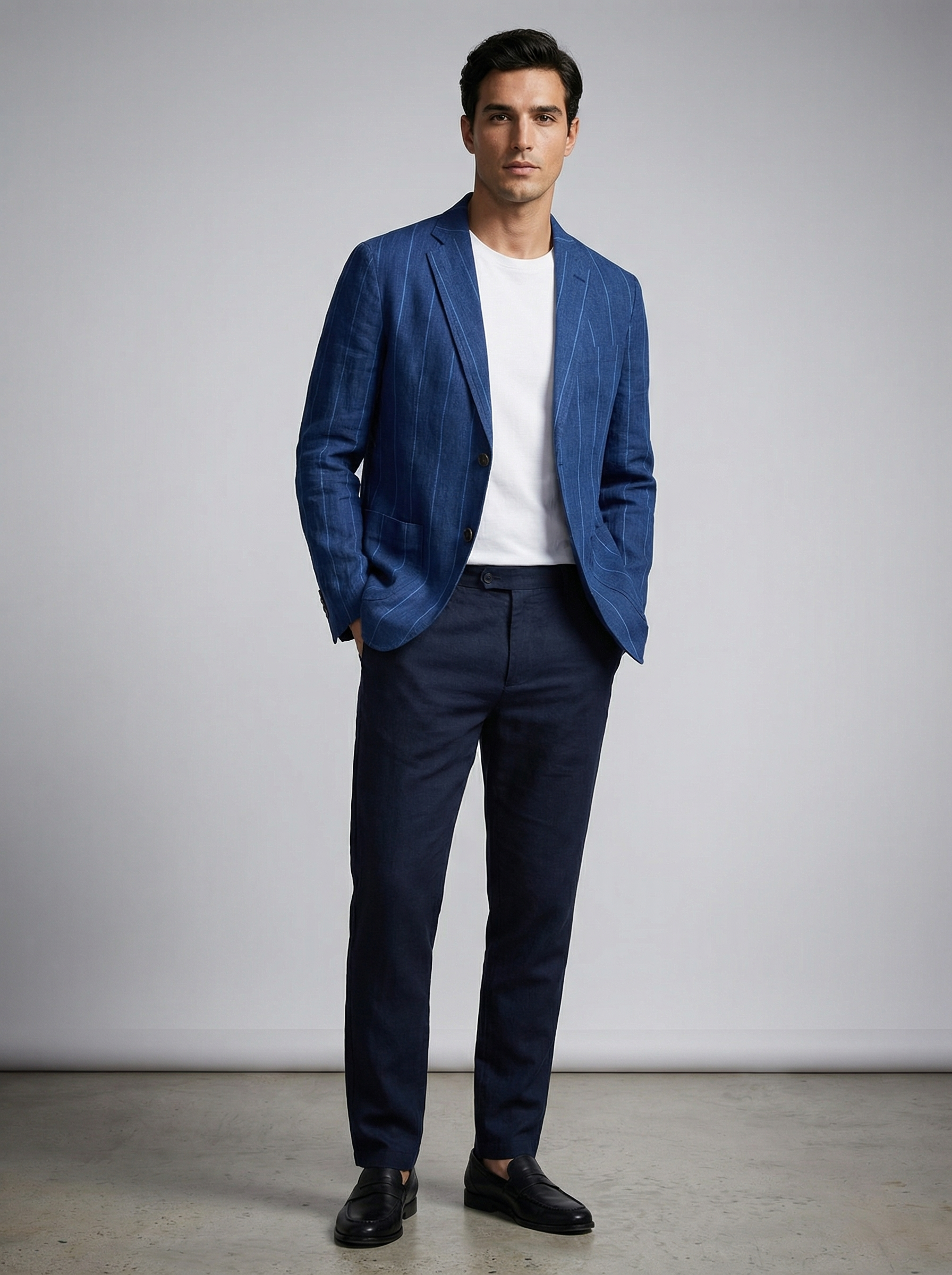 Men's Linen Stripe Blazer Jacket for Casual or Formal Wear
