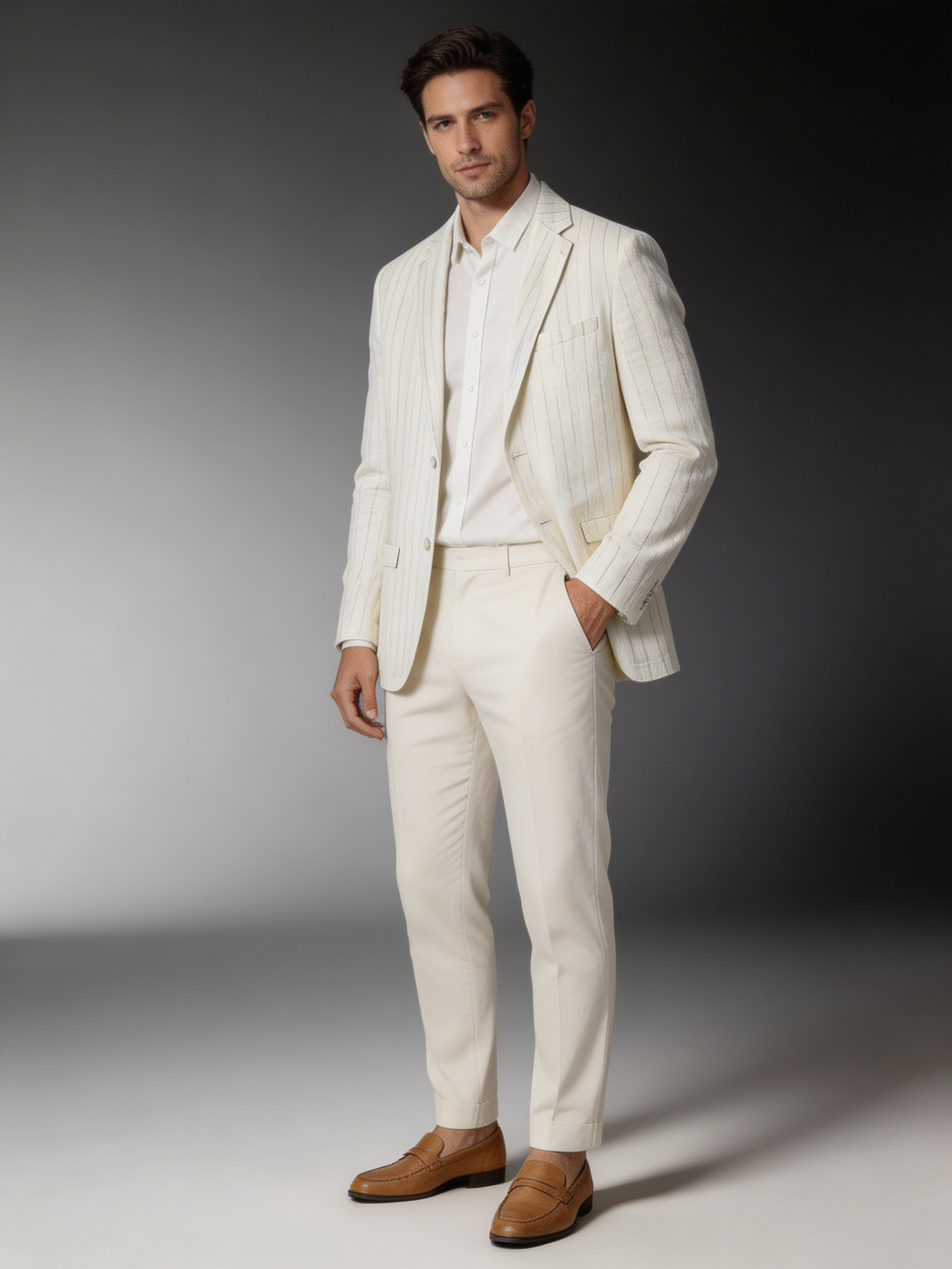 Men's Linen Stripe Blazer Jacket for Casual or Formal Wear