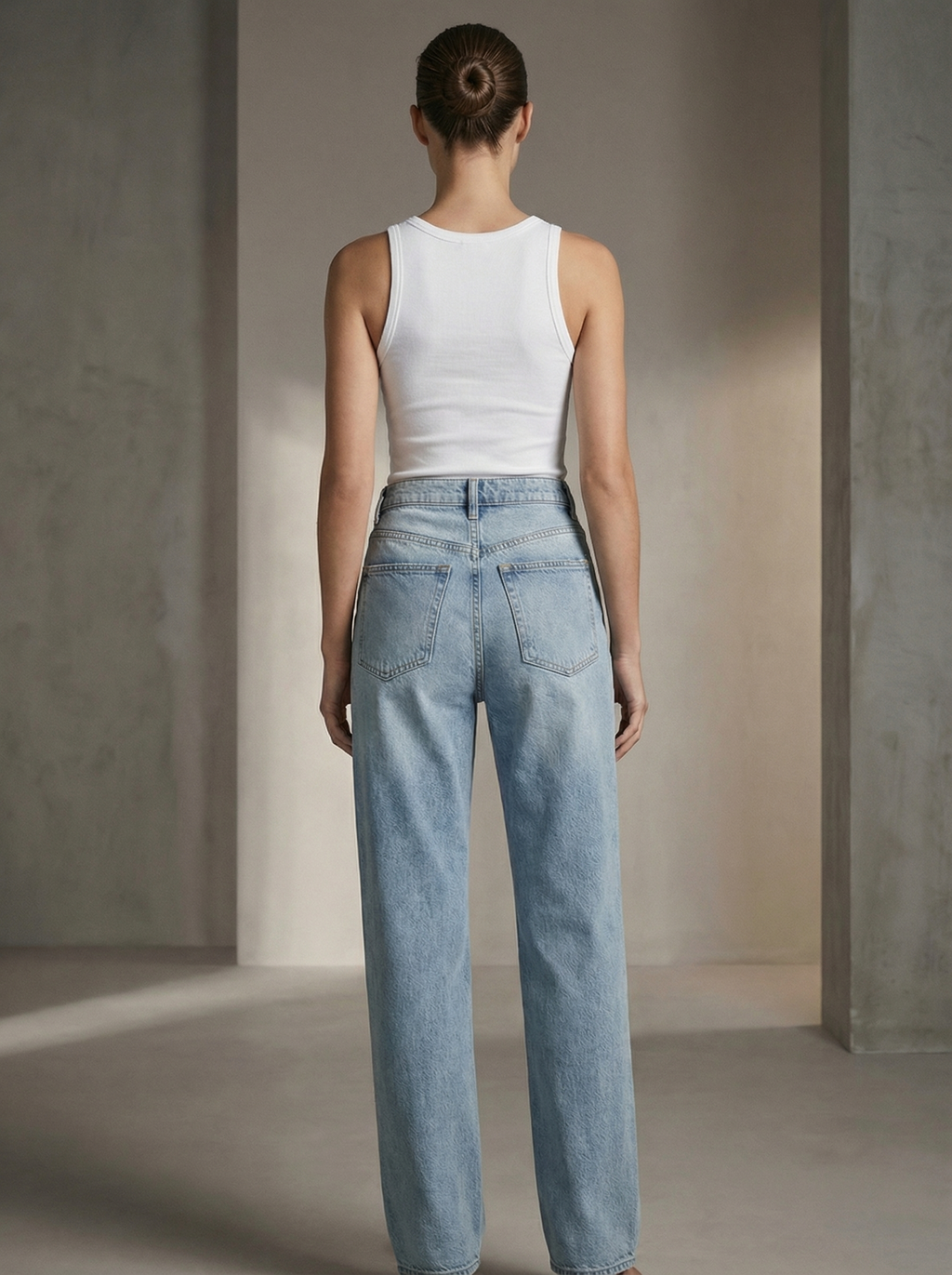 Women's Wide Leg Jeans with Crossover Waistband