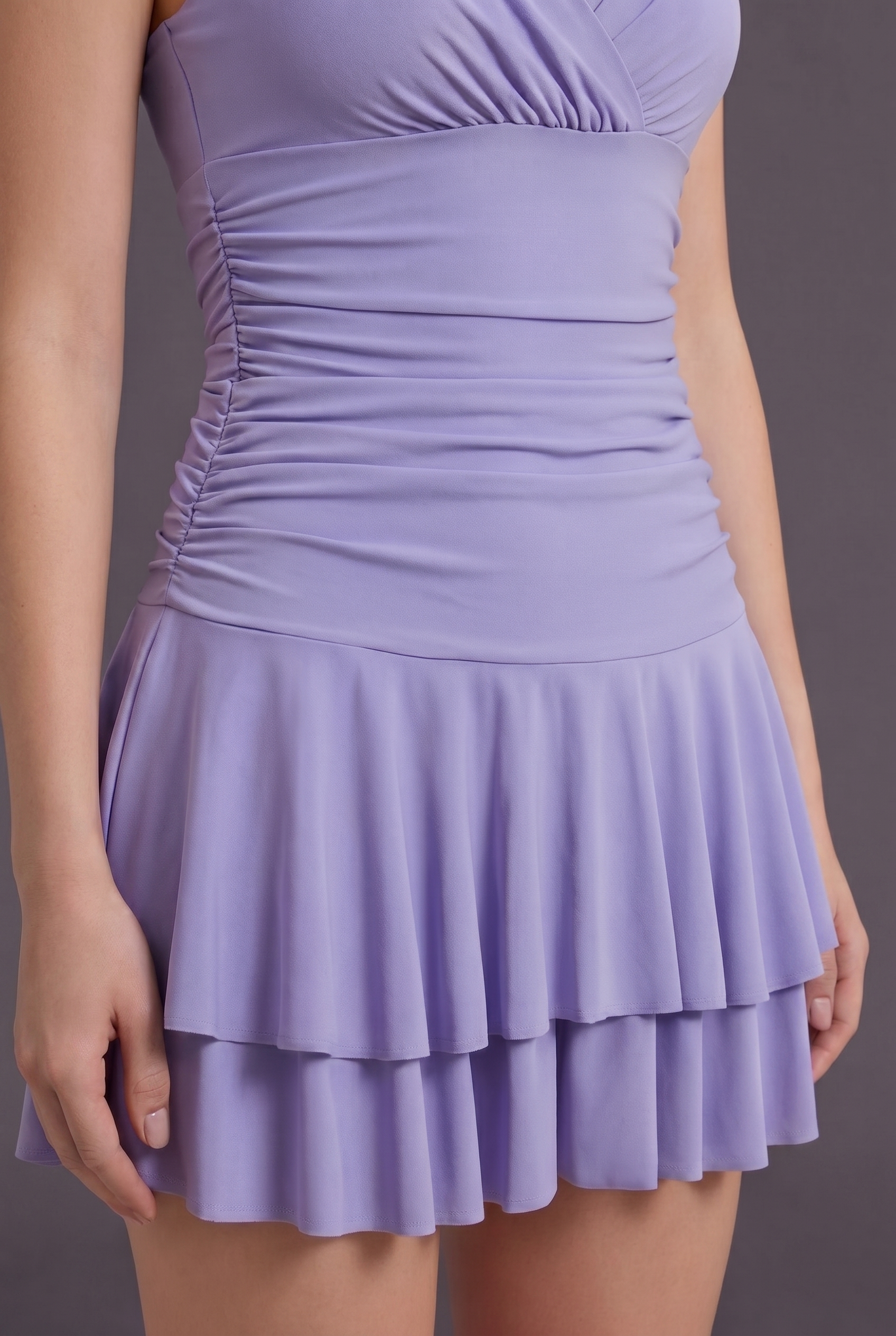 Women's Frill Hem Wrap Mini Dress