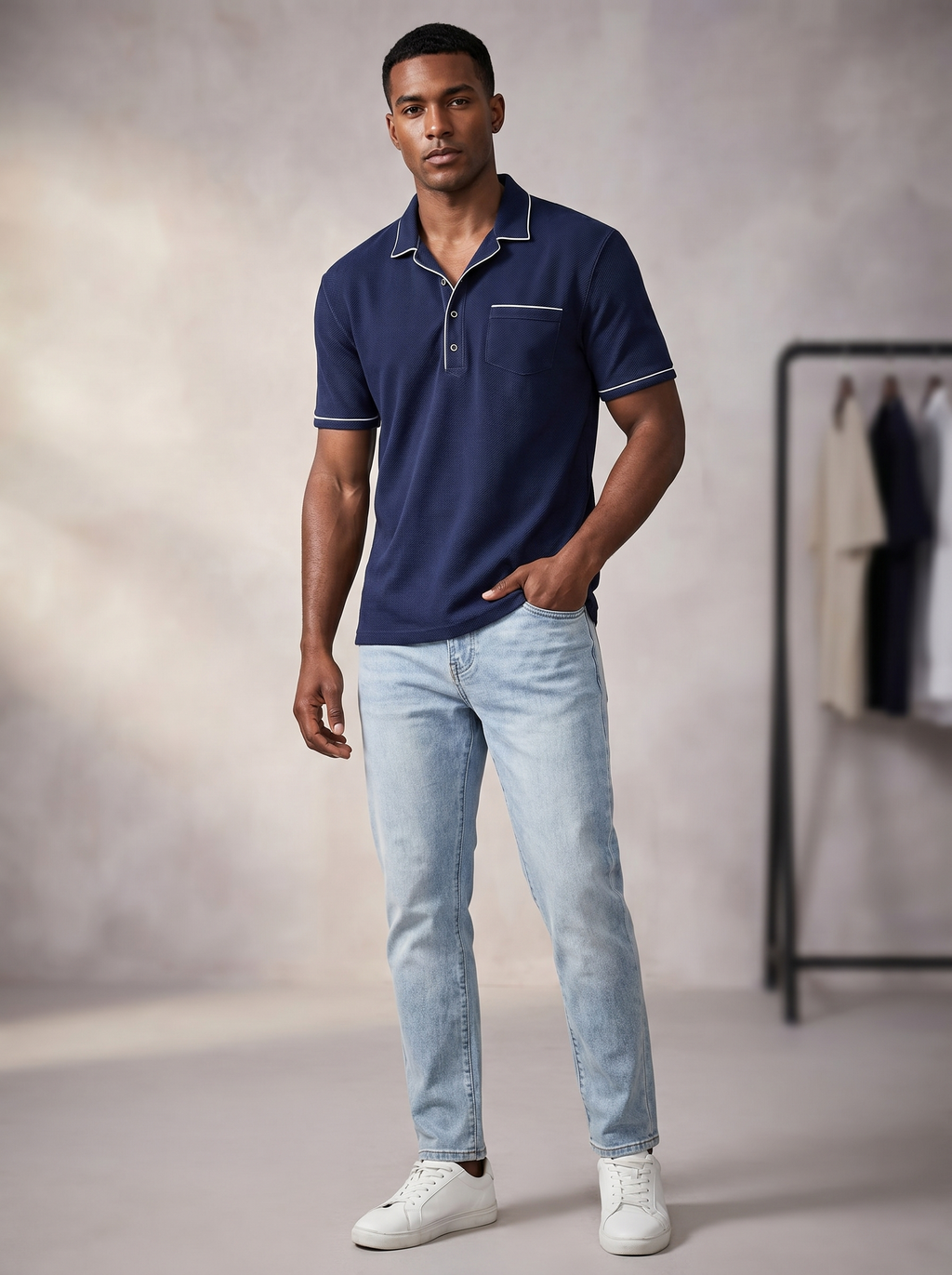 Men's Classic Polo Shirt with Chest Pocket