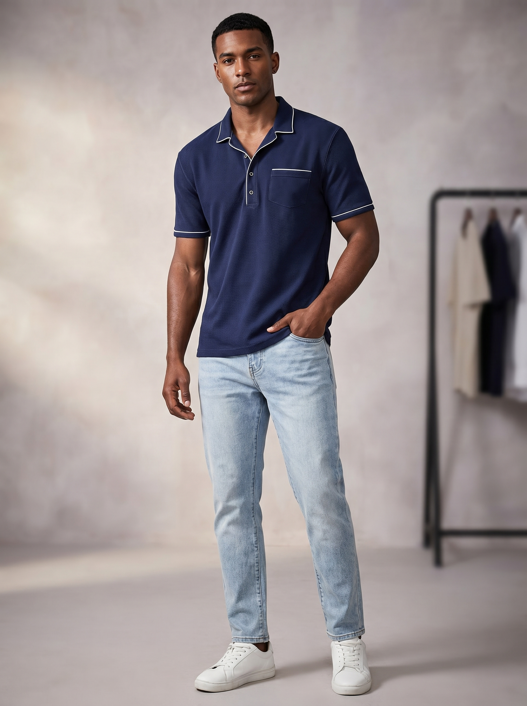 Men's Classic Polo Shirt with Chest Pocket