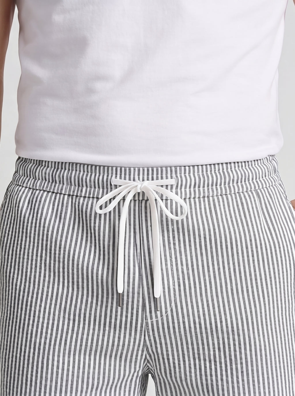Mens Casual Striped Shorts with Drawstring Waist