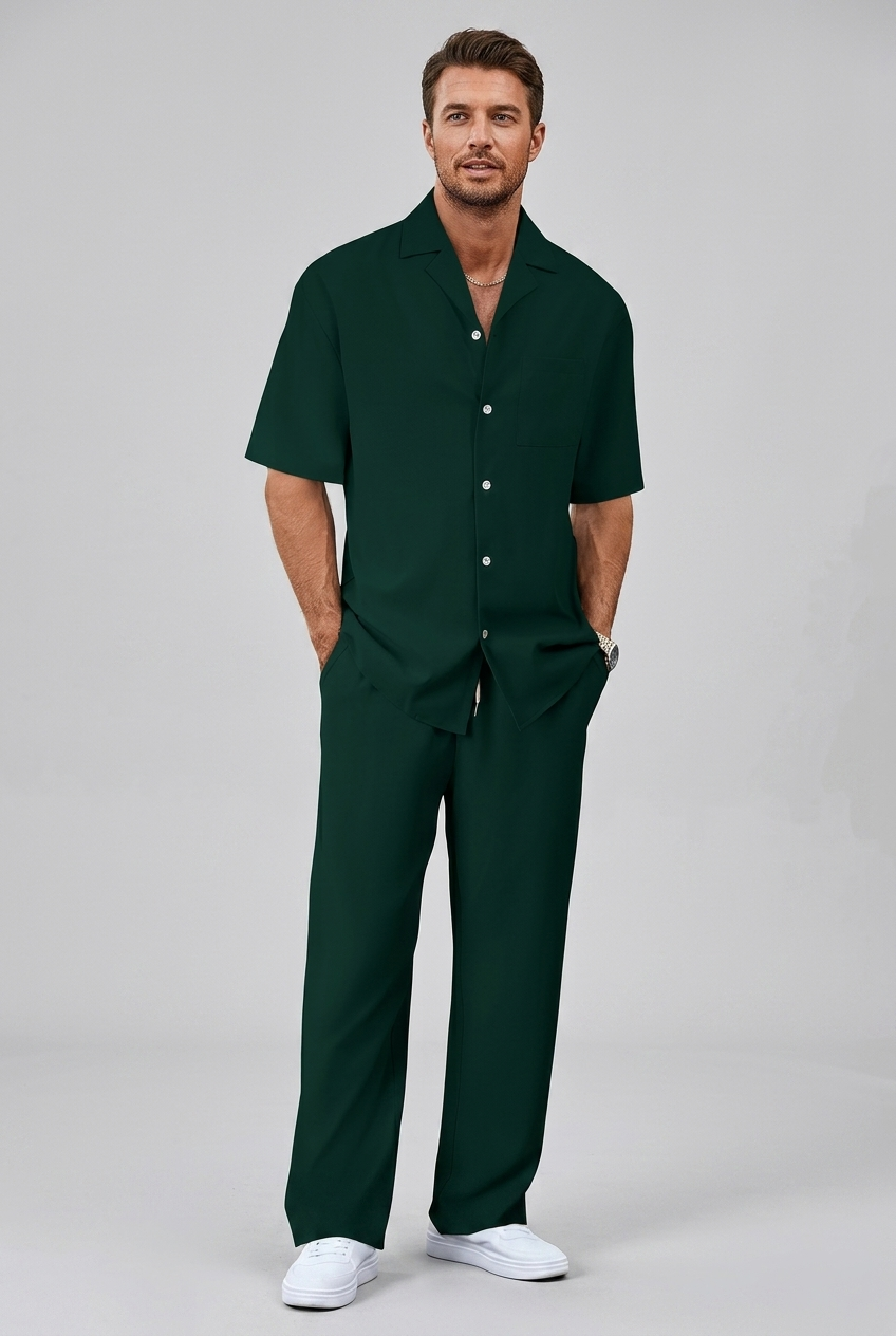 Men's Short Sleeve Shirt and Trousers Set