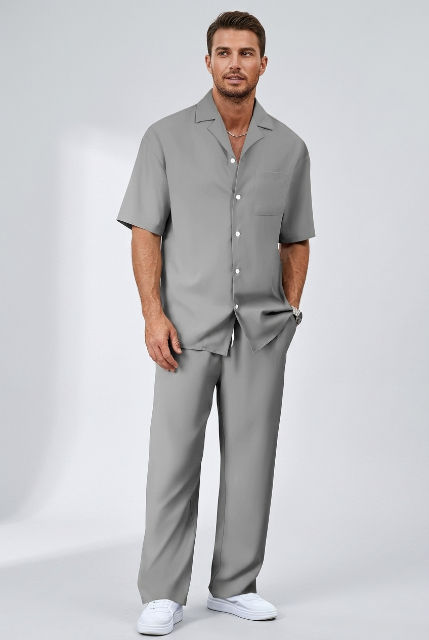 Men's Short Sleeve Shirt and Trousers Set