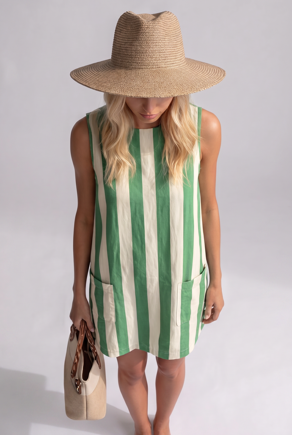 Women's Striped Summer Dress - Lightweight Sleeveless Style