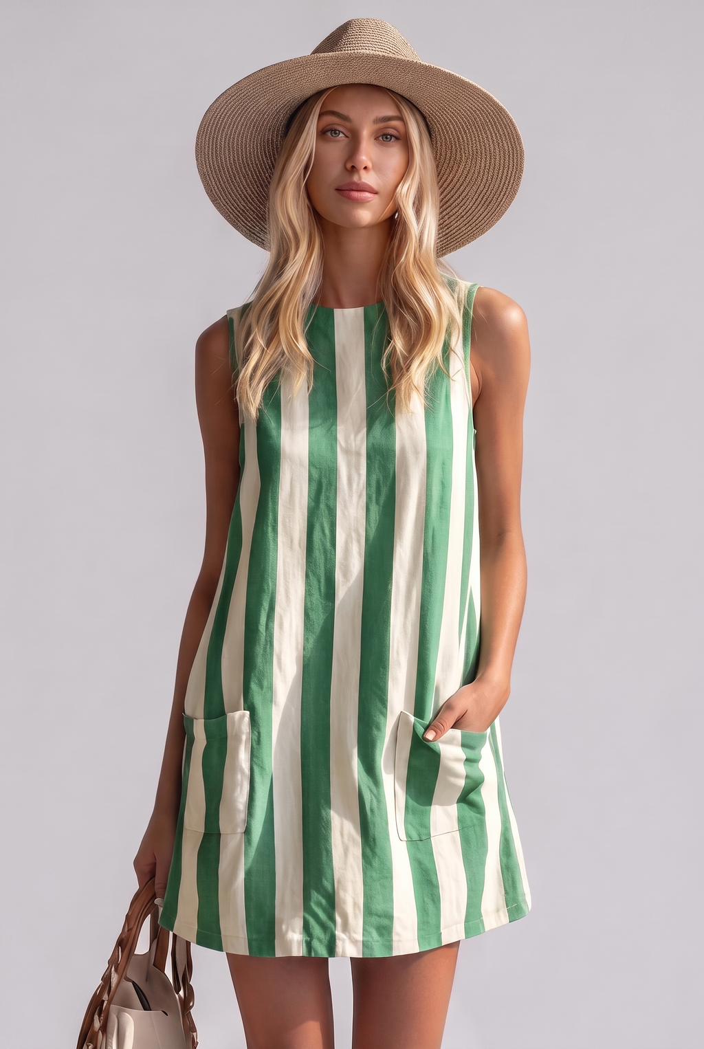Women's Striped Summer Dress - Lightweight Sleeveless Style
