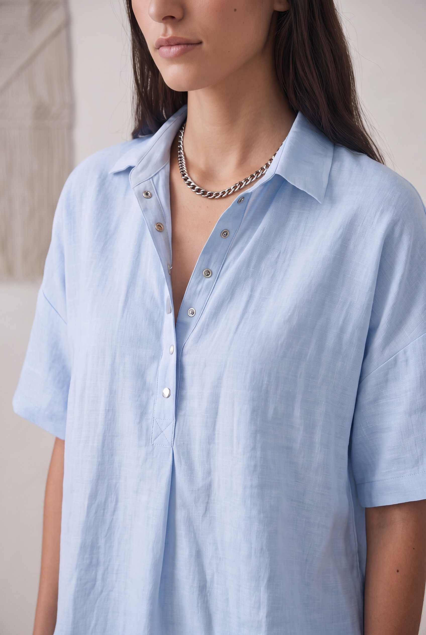 Women's Short-Sleeved Button Blouse