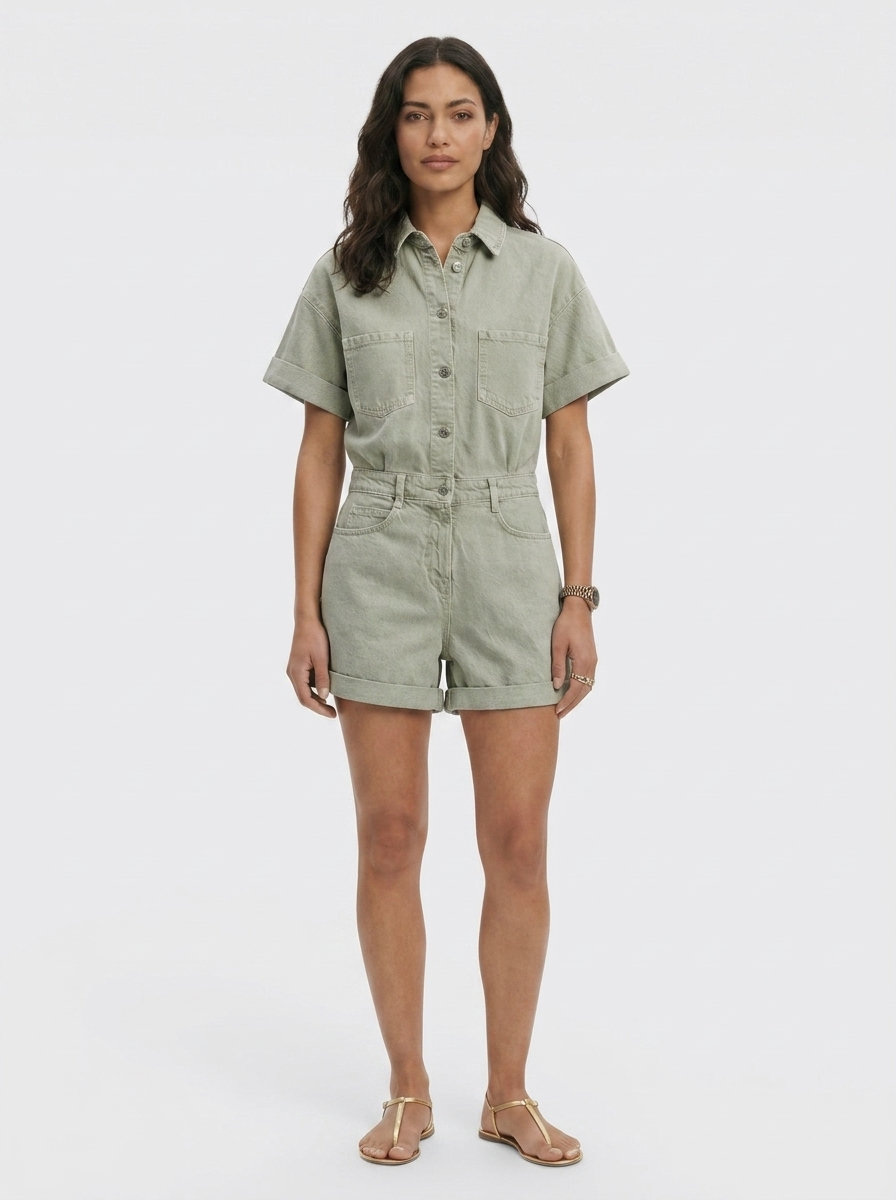 Women's High Waist Denim Jumpsuit