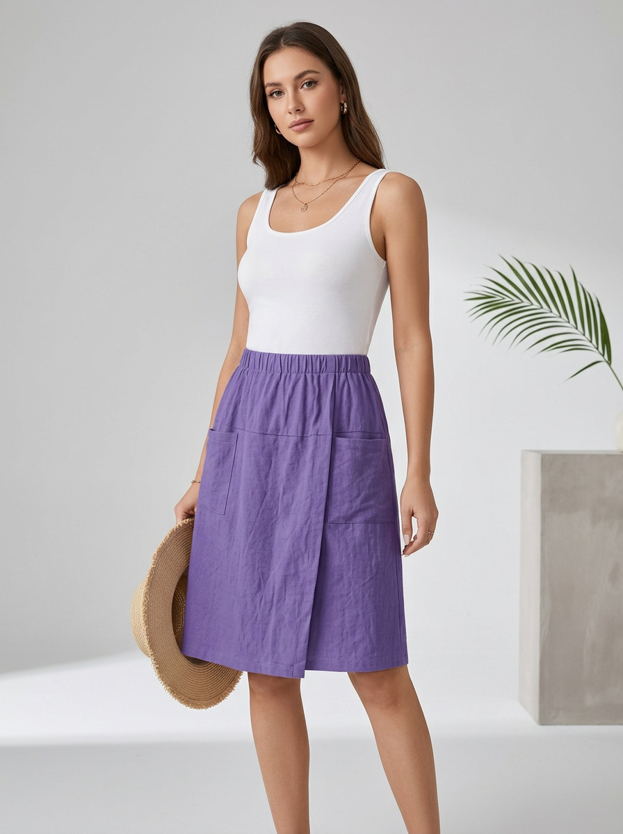 Women's Casual Pocket Pants with Elastic Waist