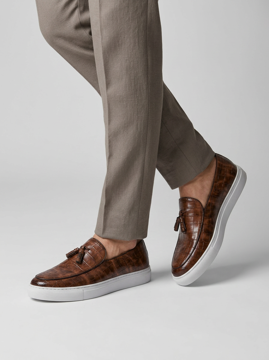 Mens Loafers with Tassel Detail and Slip On Design