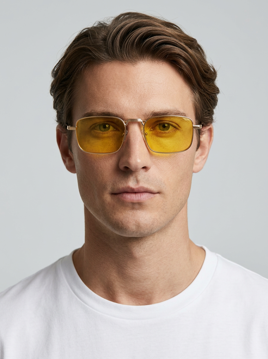 Men's Bold Rectangular Sunglasses in Metal Frame