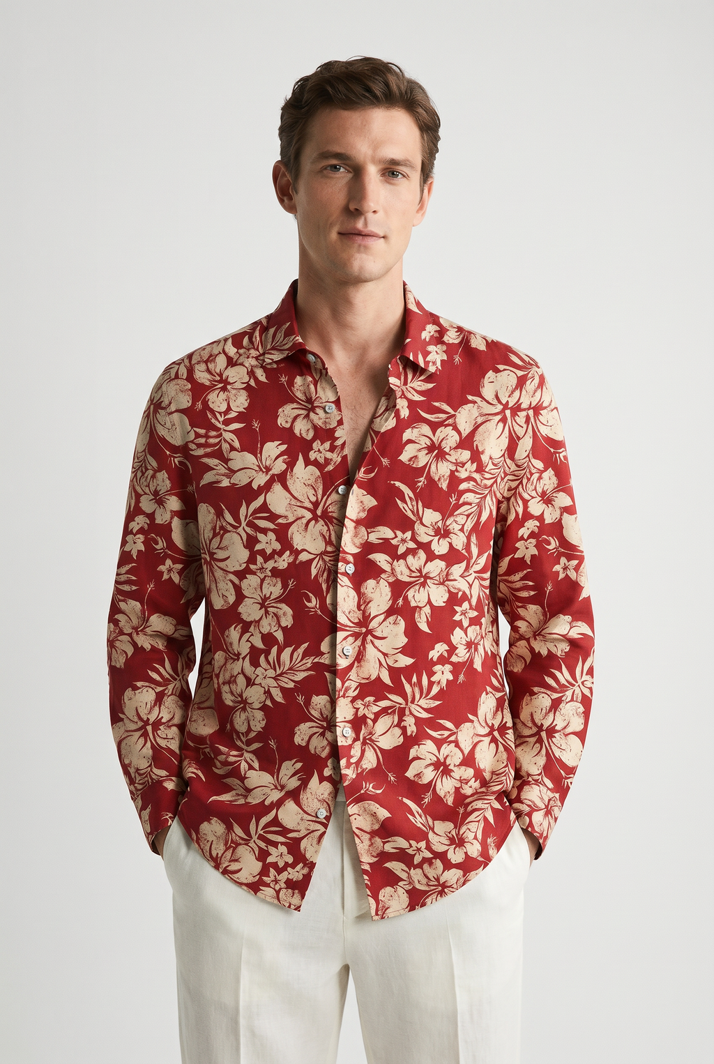 Men's Floral Print Slim Fit Shirt