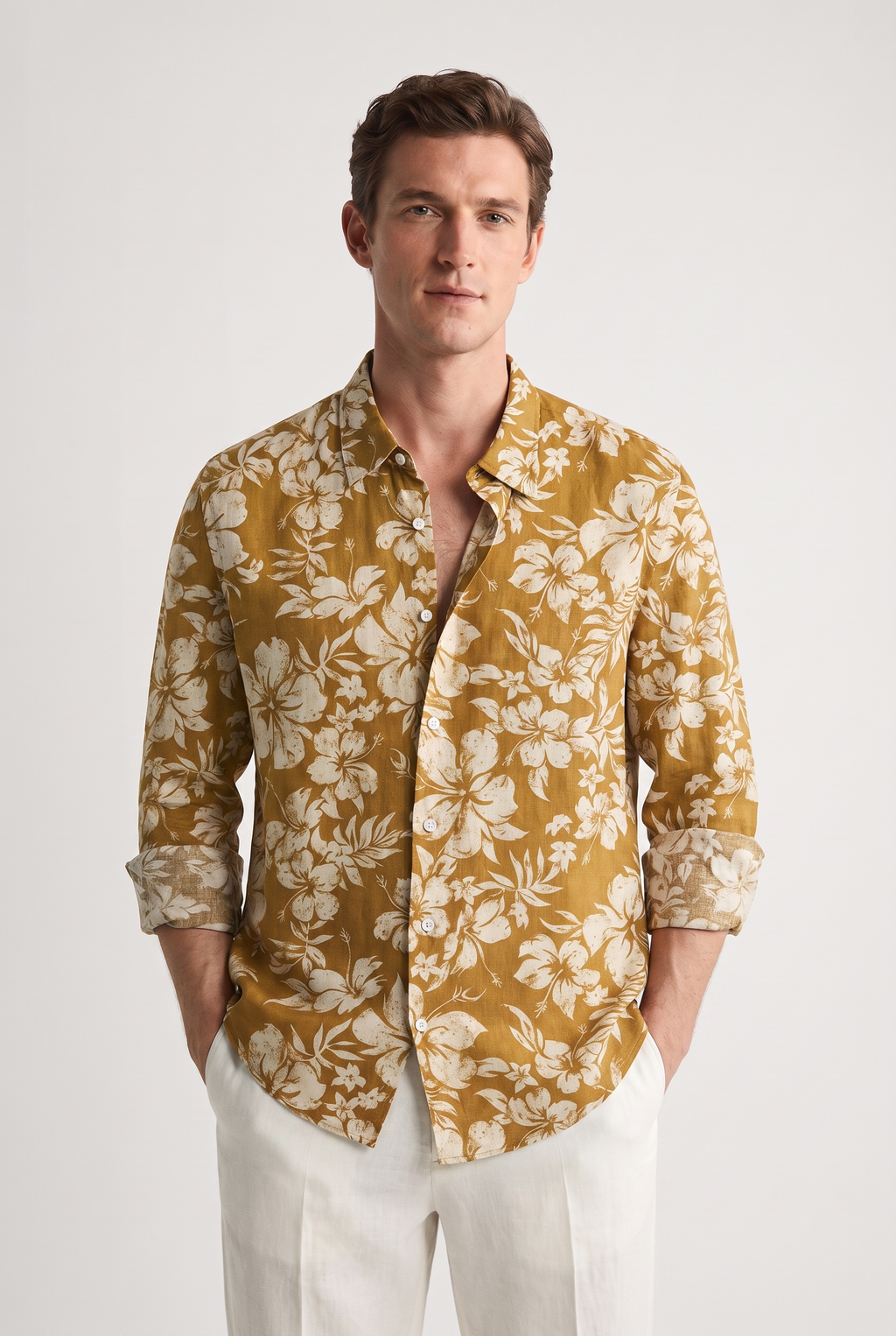 Men's Floral Print Slim Fit Shirt