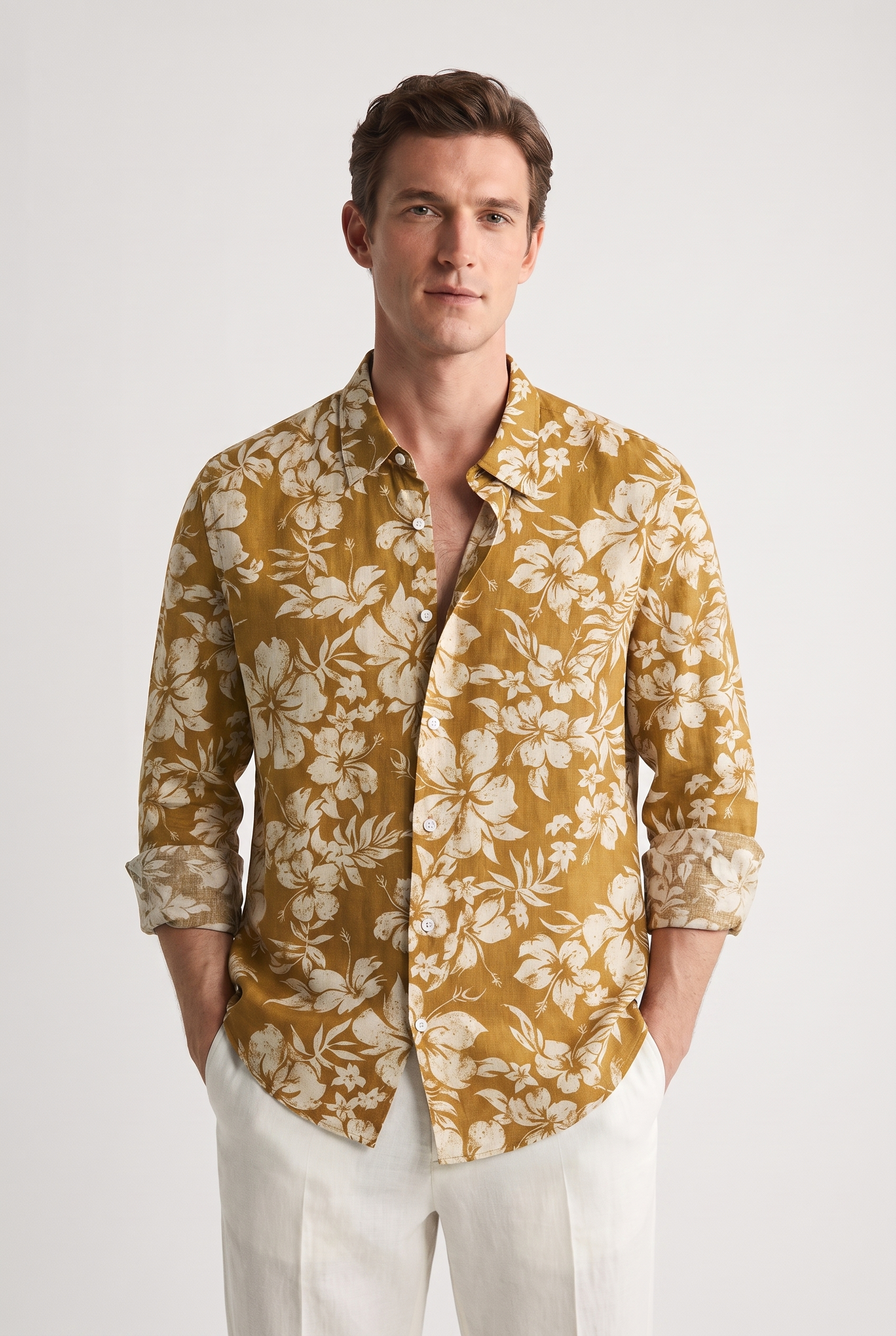 Men's Floral Print Slim Fit Shirt