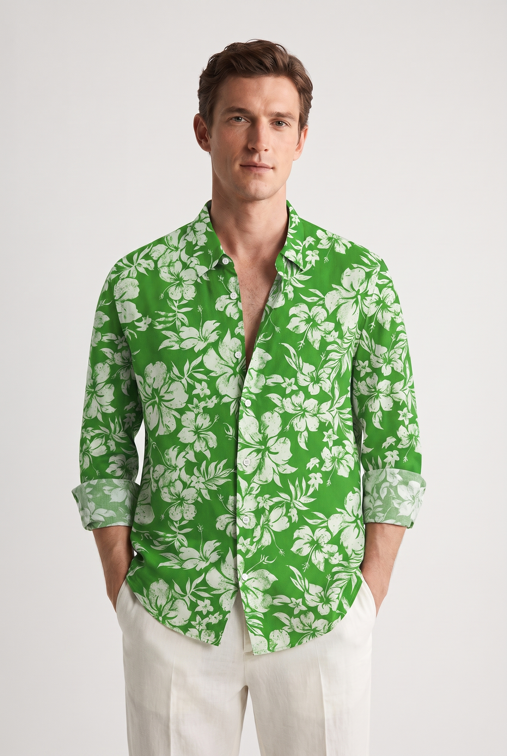 Men's Floral Print Slim Fit Shirt