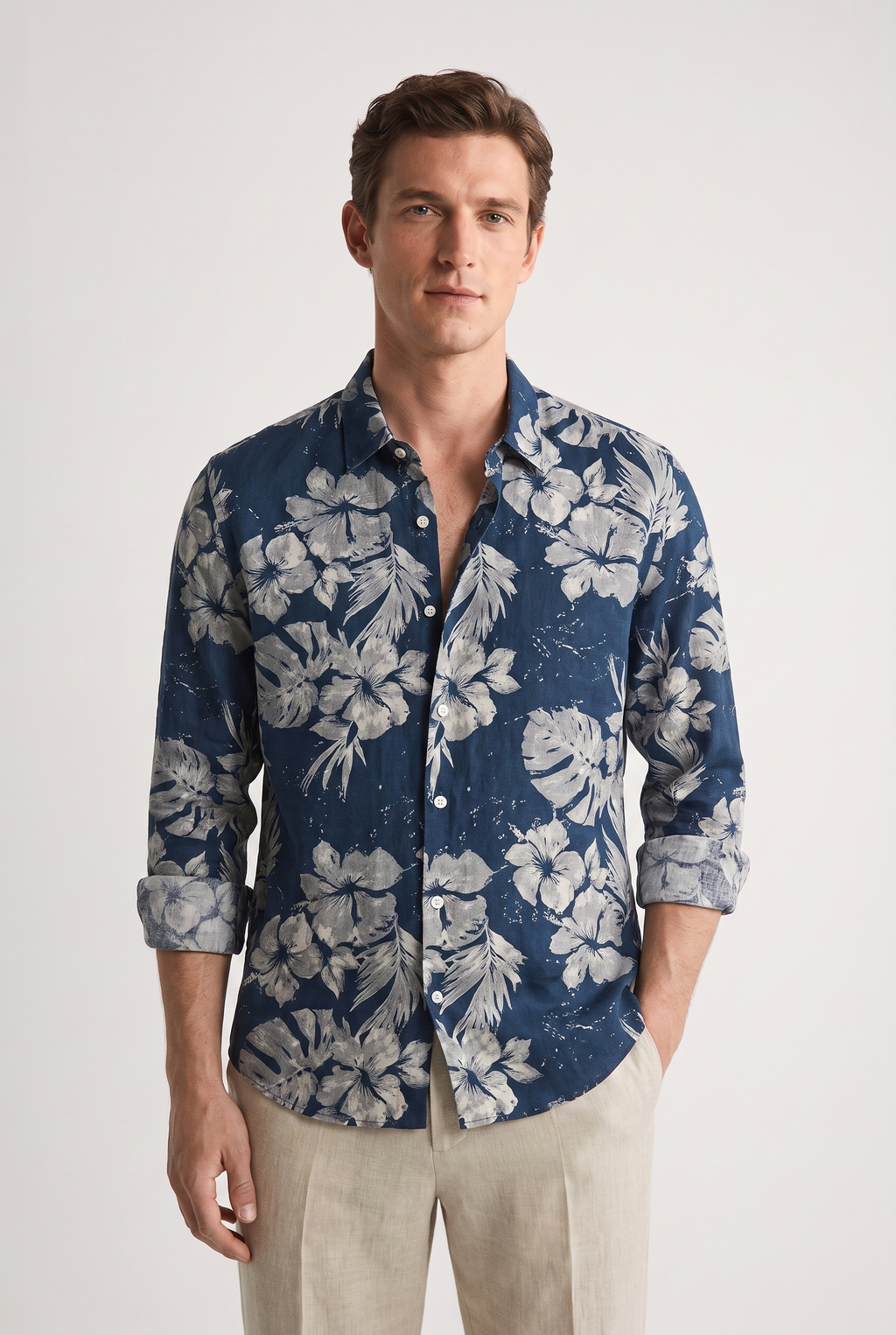 Men's Floral Print Slim Fit Shirt