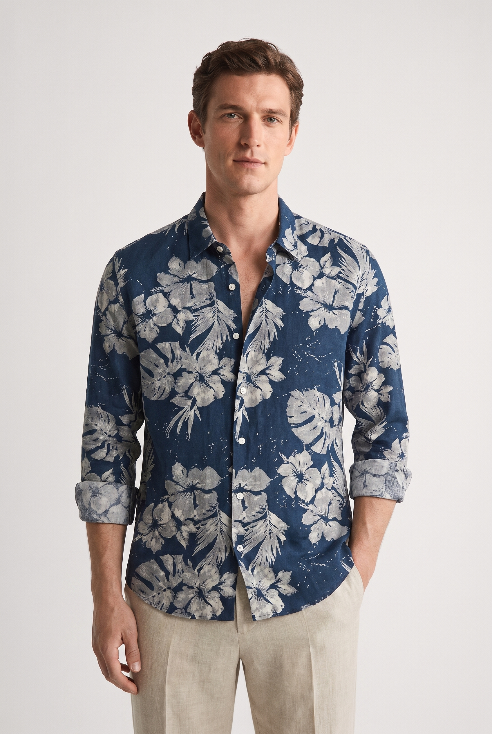 Men's Floral Print Slim Fit Shirt