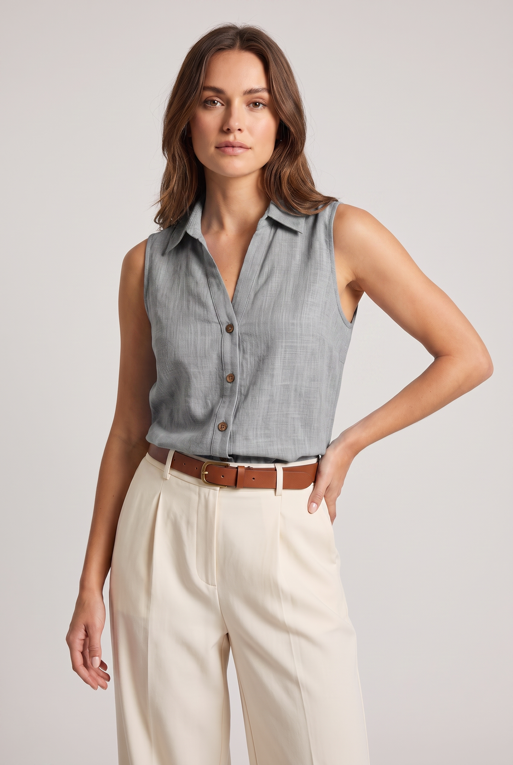 Women's Button Sleeveless Shirt